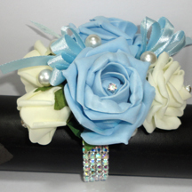 Pale Blue & Cream Wrist Corsage